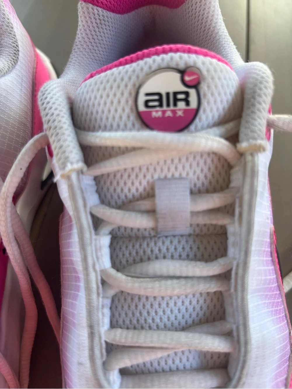 Nike White and Hot Pink Air Max Sneakers